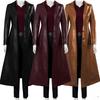 Jacket Long Women's Clothing Streetwear Solid Color Steampunk Gothic Lapel Biker Jacket Woman PU Trench Coat