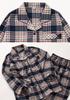 Kaituck Family Women's Cashmere-Touch Flannel Shirt Pajamas, Long Sleeve, Check Pattern, Spring, Autumn, Winter (L, Navy)