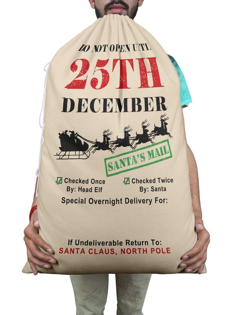 Printtoo Большая холщовая сумка на шнурке, рождественские мешки, подарочный мешок Санты, индивидуальный подарок на вечеринку, 2 шт., 27x20 дюймов
