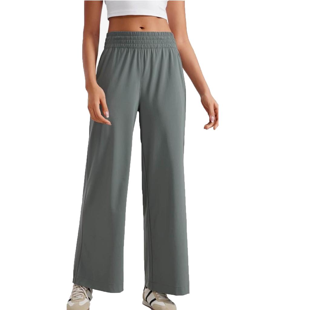 Женские широкие брюки, летние повседневные свободные брюки с эластичной резинкой на талии, брюки для йоги с карманами
