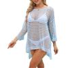 New Arrival Overclothes Long Sleeves Beach Cover-up Waffle Cutout Blouse Beach Bikini Cover-up Tops
