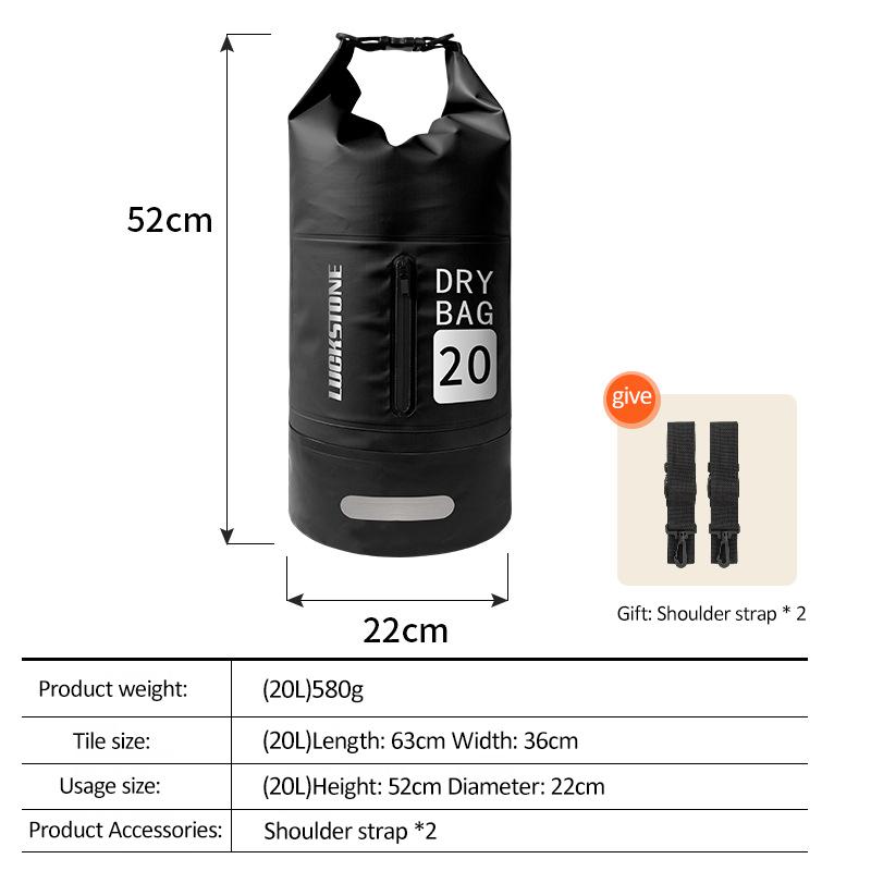 Waterproof Dry Bag 10L/20L Large-Capacity Bucket Bag with Shoulder Straps Lightweight Backpack for Rafting Swimming Kayaking