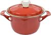 Fuji Enamel Double Handled Casserole Enamel IH Compatible Cocotte with Lid 16cm Scarlet C SR EX-16