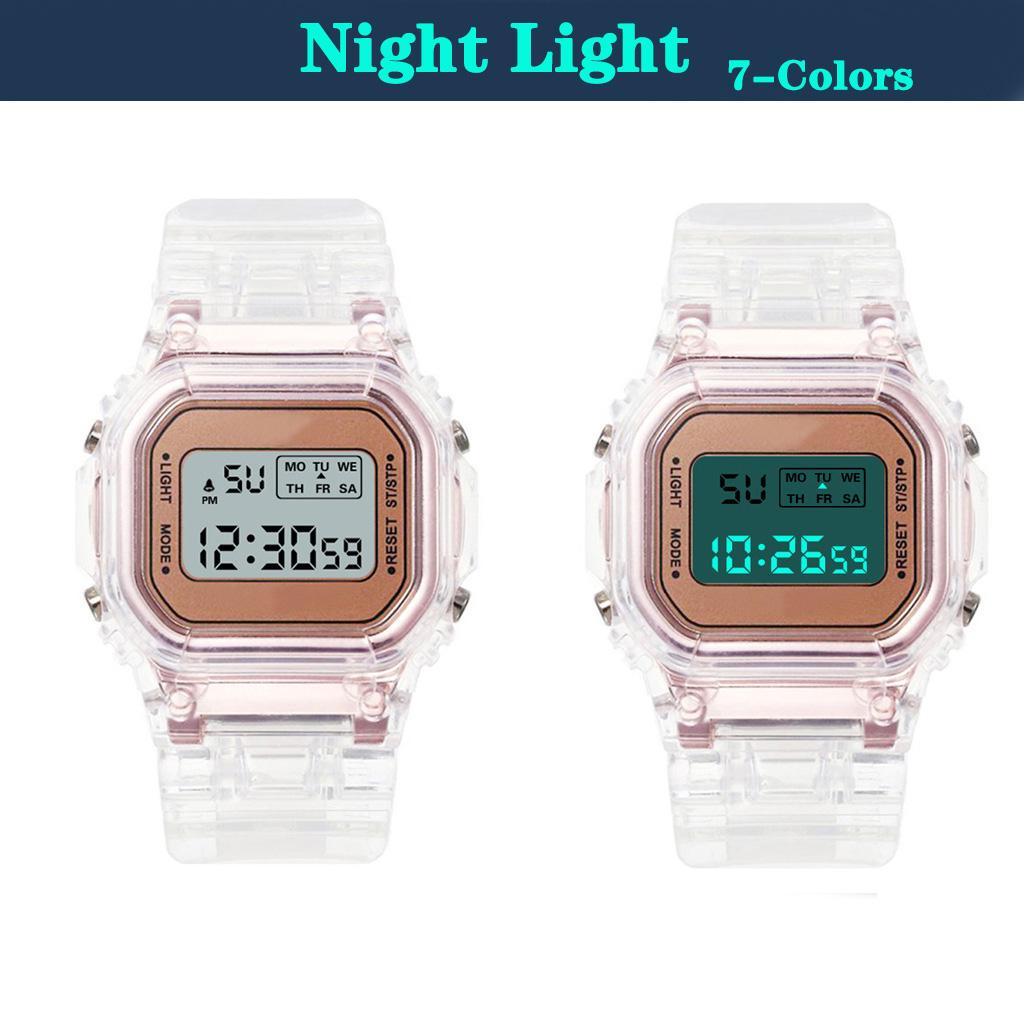 Fashio Спортивные Электронные Часы Мужские Женские Квадратные Цифровые Часы Ученики Младшей Школы Наручные Часы Водонепроницаемые Резиновые Часы подарок