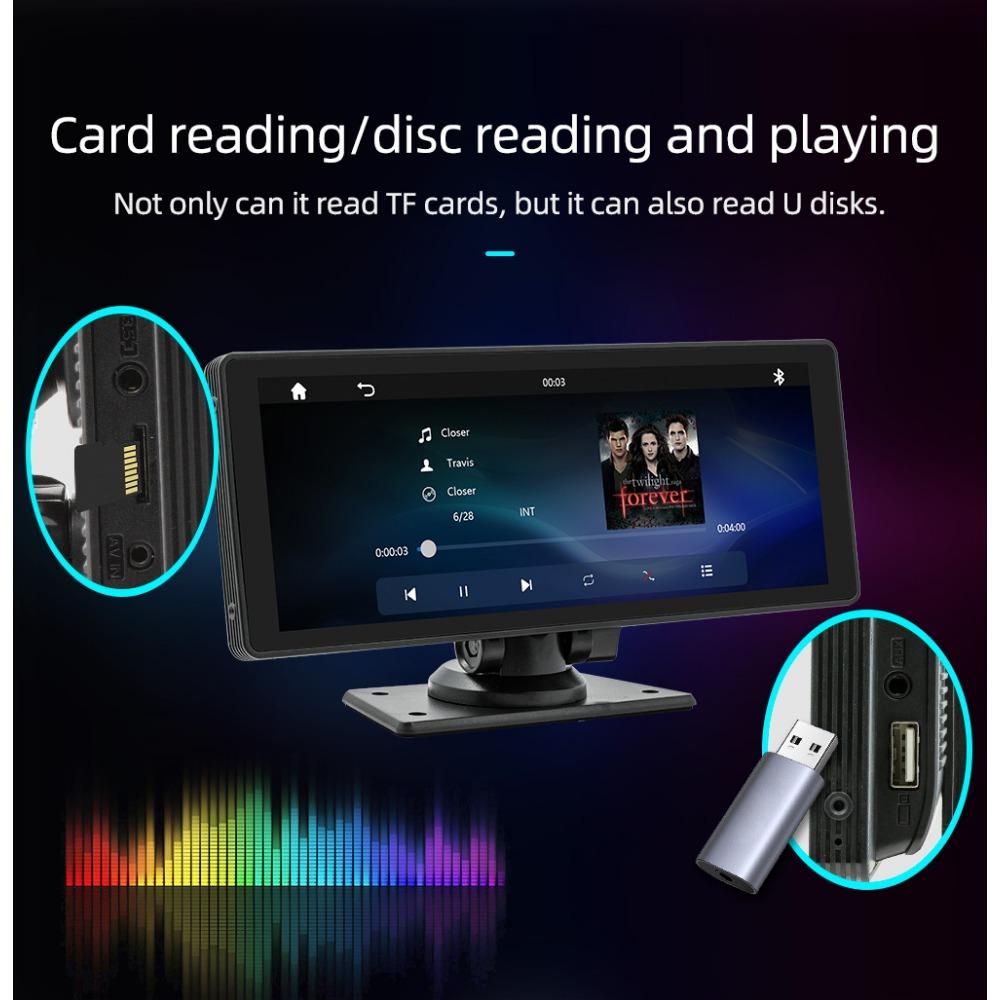 10.26 Inch 2024 Model B5303R-Portable Car MP5 Multi-function Navigation Carplay Car Music Built-in Audio Camera Driving Recorder