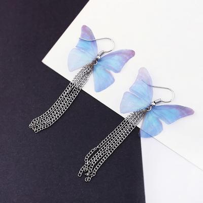 Длинные серьги, Серьги-цепочки, Простая повседневная цепочка с бабочками