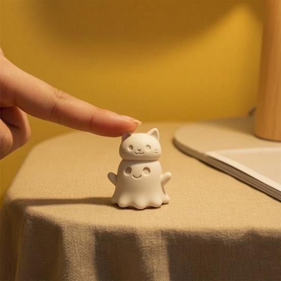 3D-печатные украшения, форма кота-призрака, добавят атмосферу Хэллоуина, настольное украшение, фигурка для дома и офиса