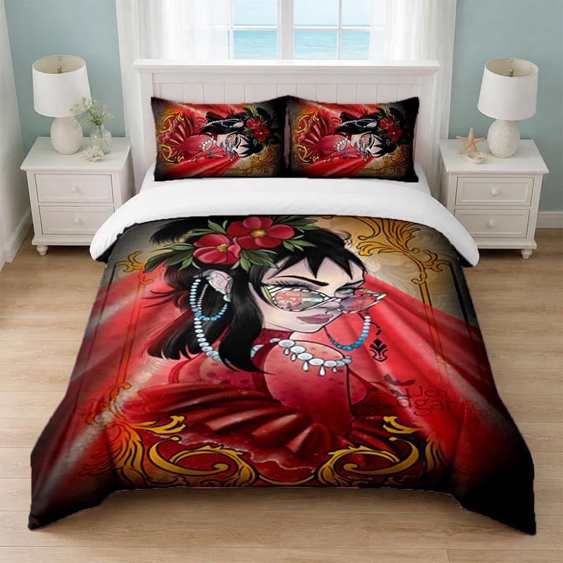 Beetlejuice Lydia Deetz Bedroom 3Pcs Bedding Set Soft Bed Sheet Pillowcases Home Bedding Decoration