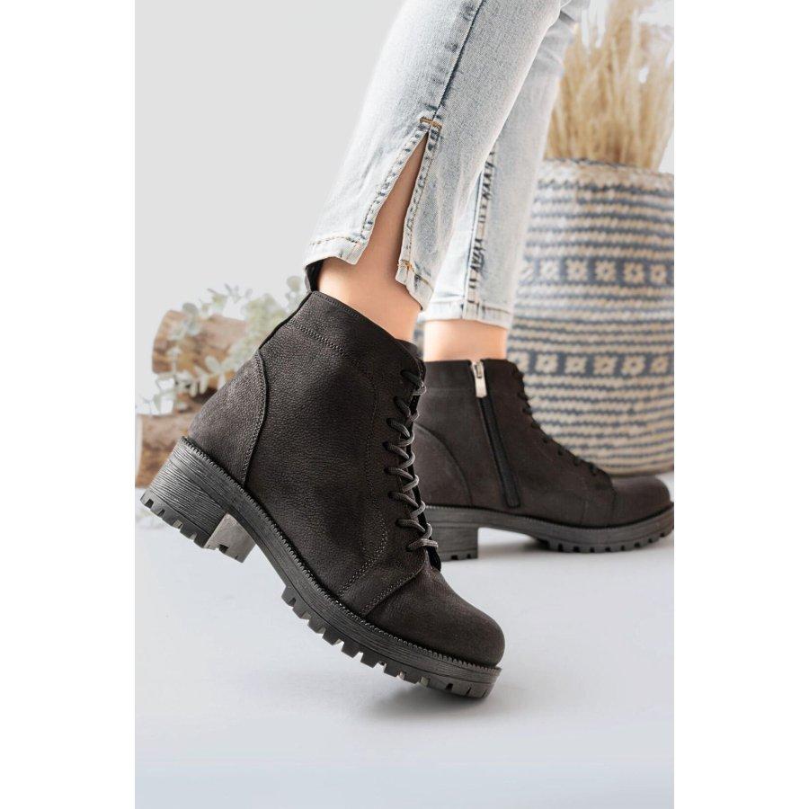 Women's Genuine Suede  Leather Mid Heeled Casual Ankle Boots