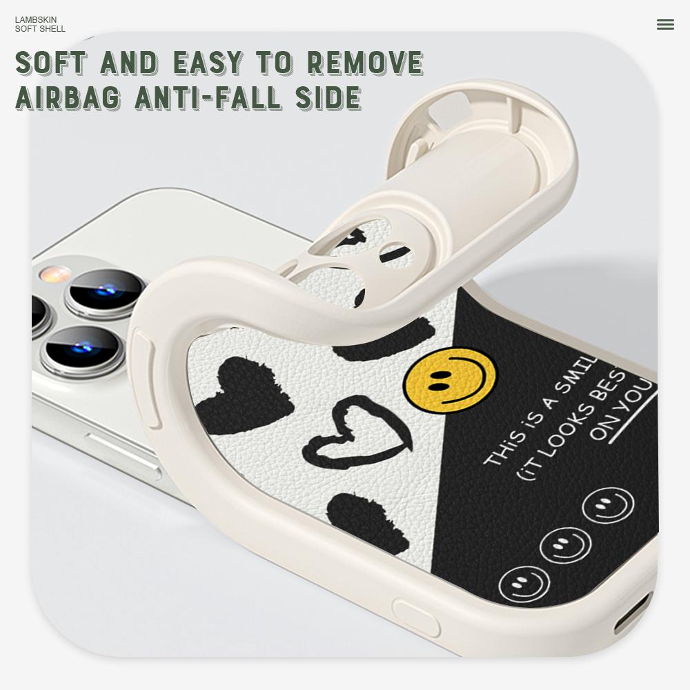 Тонкий кожаный чехол в стиле INS с мультяшной улыбкой, чехол из искусственной кожи для телефона Huawei Honor Infinix iPhone Vivo