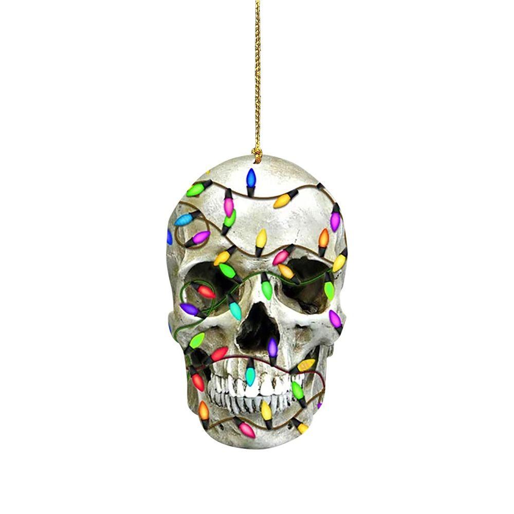 DIY Skull Pendant Horror Skeleton Car Ornaments Christmas Tree Drop Ornaments Car Rearview Decor