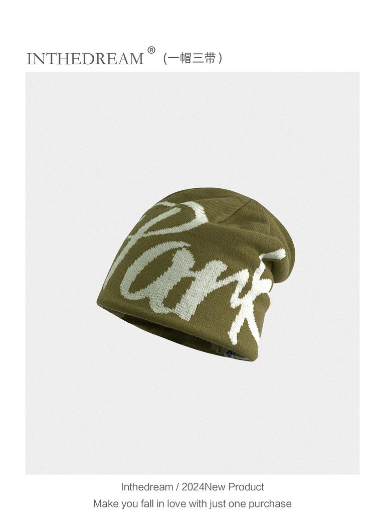 American wool cold hat autumn and winter warm double-layer versatile pullover knitted hat outdoor thickened stack hat dome