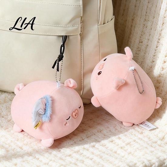 Soft Huggable Animal Doll Cute Pig Plush Pillow, Stuffed Animal, Short Velvet Plushie Pillow Doll, Small Bag Charm & Large Throw Birthday Gift