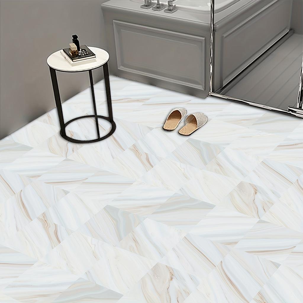 10pcs Self-adhesive Removable PVC Imitation Tile Stickers Simple Marble Pattern Square Waterproof Wall Stickers For Home Decor