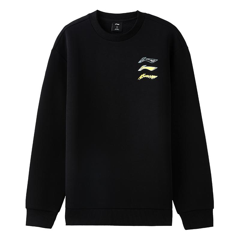 Li Ning Sweatshirts Unisex Black Crew Neck Thickened Regular AWDVH01-1