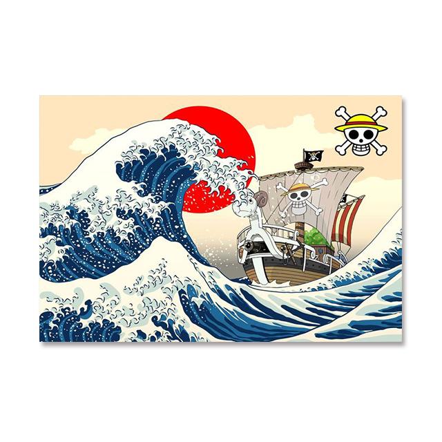 Большая волна в Канагаве, холст, картина, мультяшные большие волны, художественные постеры, японская известная живопись, настенные художественные фотографии, домашний декор
