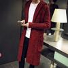 Men Hooded Jacket Long Knitted Cardigan Coats Solid Color Sweater Coats Autumn Knitted Jacket