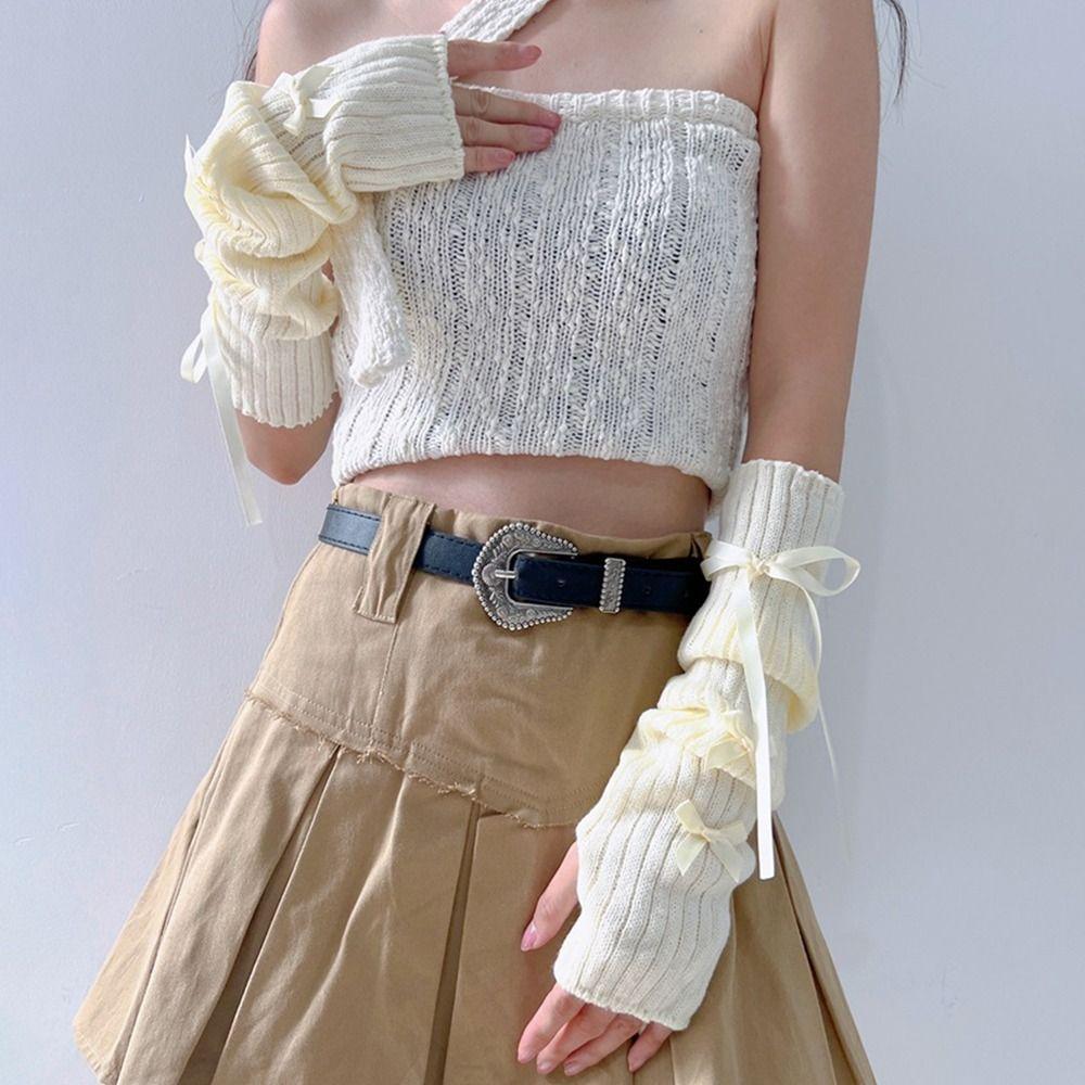 Fingerless Arm Warmers Half Finger Elbow Mittens Finger Sleeves Cover  for Women Girls