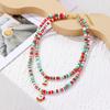 Cartoon Double Layer Christmas Necklace Santa Christmas Tree Rice Beaded Chain Jewelry Accessories Gingerbread Man