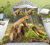 Fox Duvet Cover Set King/Queen Size Orange Lovely Fox Bedding Set For Kids Teens Boys Wild Animal 2/3Pcs Polyester Quilt Cover