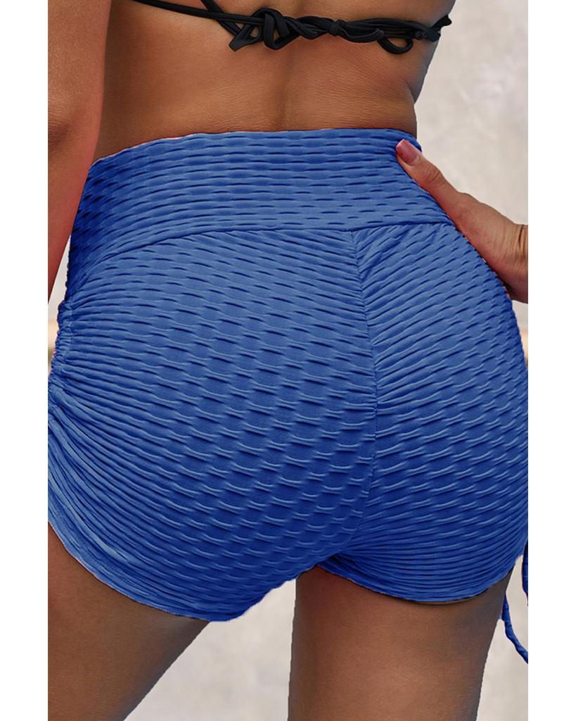 Azura Exchange Blue Butt Lifting High Waist Yoga Shorts