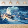 Snowy Night Train Polyester Fiber Banner - The Perfect Choice for Christmas Weddings Birthdays and Other OccasionsZL