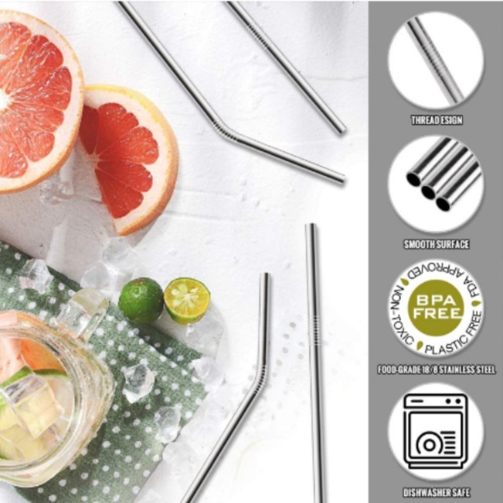 Diameter 6mm Stainless Steel Straws Bends Cold Drink Tube Reusable Metal Straw