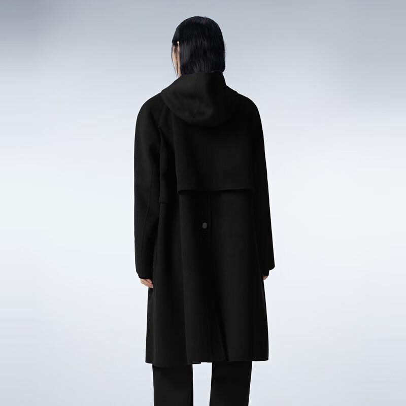 JNBY 2023 Winter Loose Hooded H-Line Wool Blend Coat