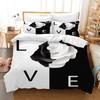 3D King and Queen Bedding Set Black Couple Room Duvet Cover Pillowcase 2/3 Holiday Gift AU210 * 240 Full Size Quick Drying Soft Home Textile