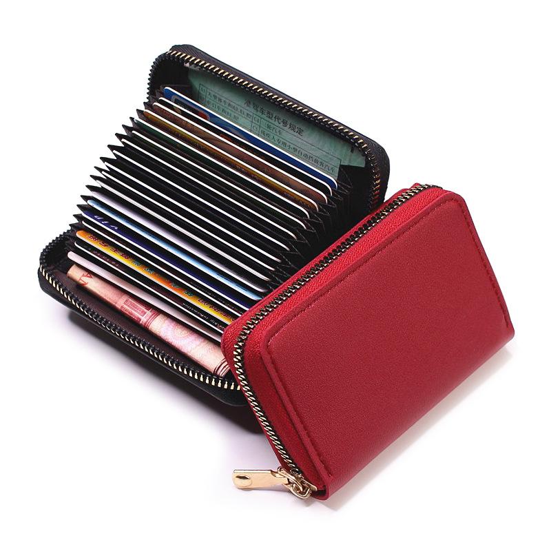 Business Card Holder Wallet Women/men Gray Bank/ID/Credit Card Holder 20 Bits Card Wallet PU Leather Protects Case Coin Purse
