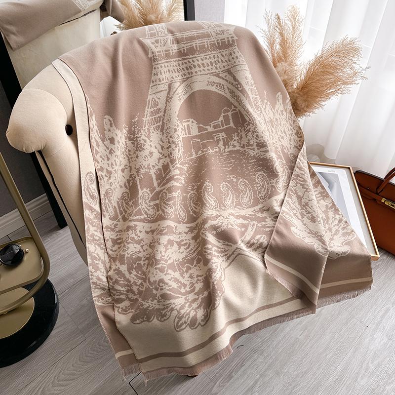 New Shawl Warm Winter Scarf Women Print Paisley Tower Cashmere Pashmina Thick Wrap Head Neck Foulard Luxury Blanket Echarpe