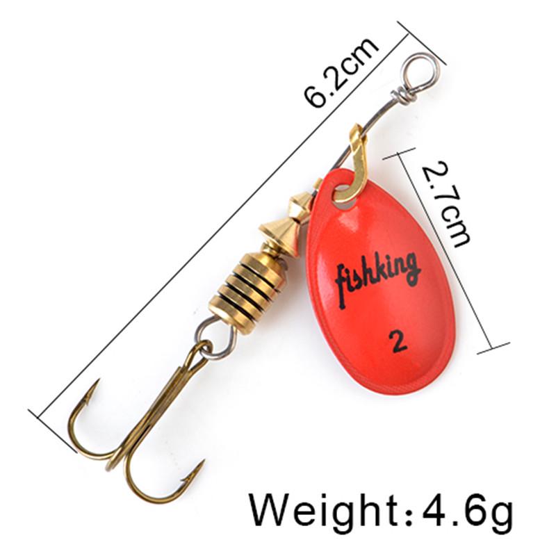 FISH KING Spinner Bait 3,9 г, 4,6 г, 7,4 г, 10,8 г, 15 г, приманки для ложки, металлические приманки для щуки с тройными крючками, искусственная приманка для окуня, рыболовная приманка