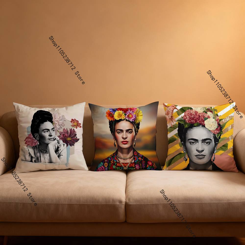 Модная наволочка F-FridaS-S K-Kahlo Плюшевая ткань Мягкая наволочка Двусторонний принт Чехол для диванной подушки Плед