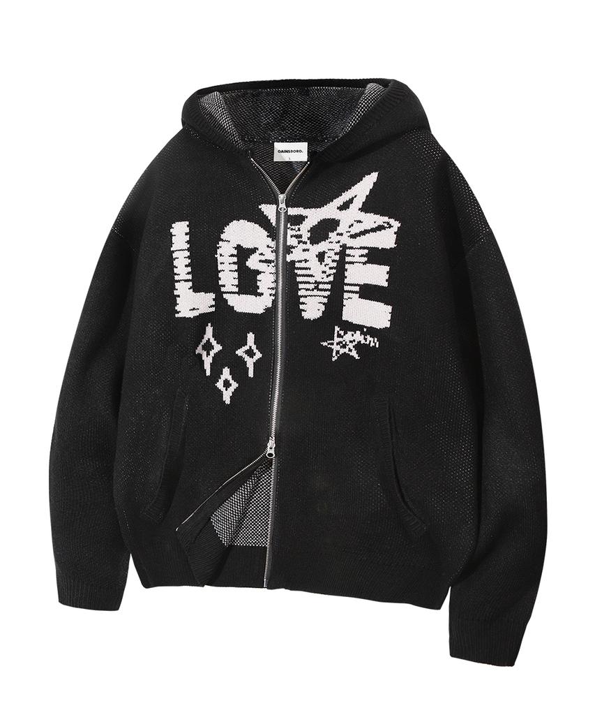 GAINSBORO Вязаная кофта на молнии Love Star_Черный