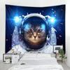 Cute Cat Tapestry Hippie Starry Night Tapestry Fantasy Kitten Playing With Butterfly Nebula Galaxy Artwork Galaxy Space