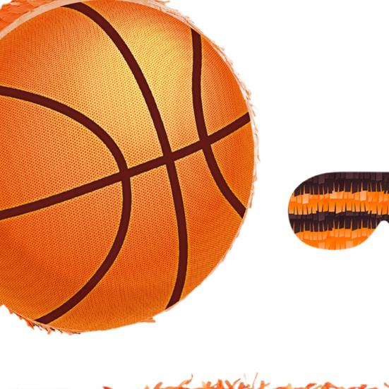 Пиньята Баскетбол с повязкой на глаза, битой и конфетти. Принадлежности для вечеринки в баскетбольной тематике для детей, взрослых, сувениры для спортивной вечеринки по случаю дня рождения