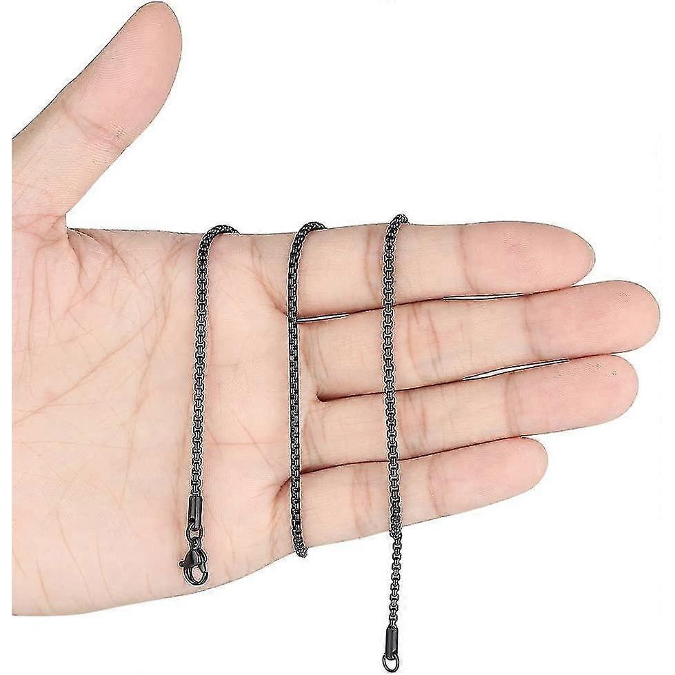 2-4mm Mens Womens Stainless Steel Black Rolo Cable Chain Necklace 45-75 Cm Acsergery Gift
