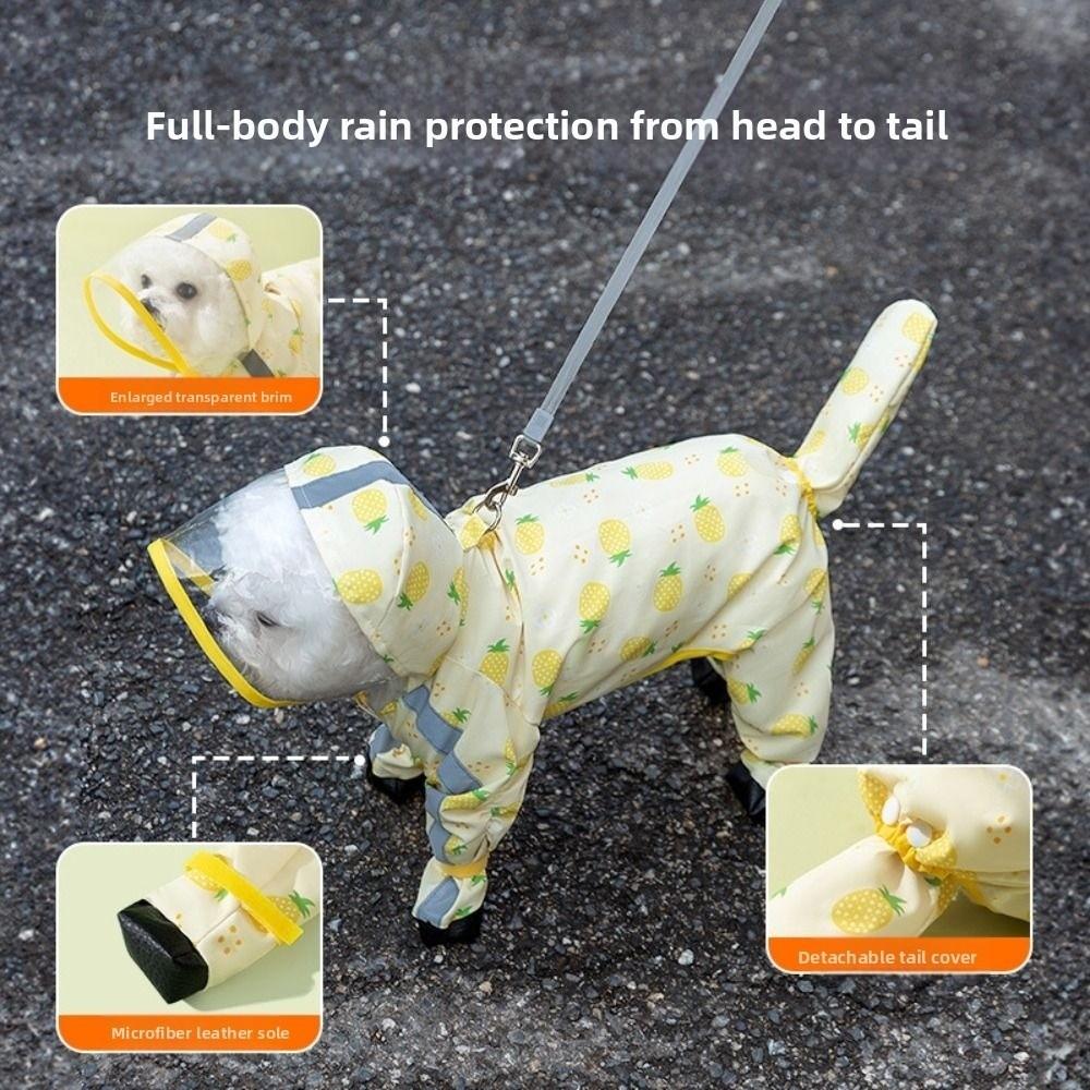 Waterproof Dog Rain Cloak Reflective Small Dog Clothes Stylish Four Leg Raincoat Corgi