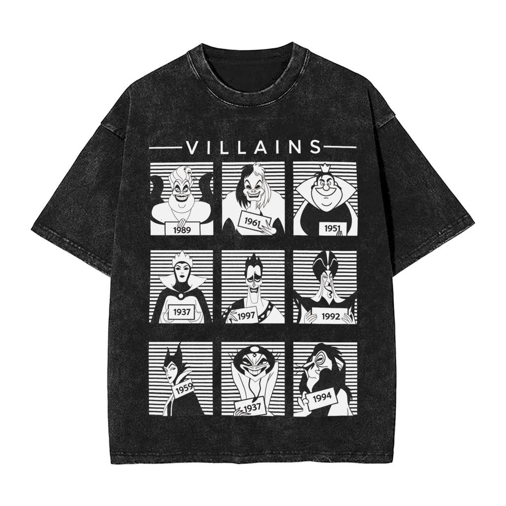 Villains Tshirt Men Vintage Pure Cotton Tees Round Neck Short Sleeve T Shirts Big Size Tops