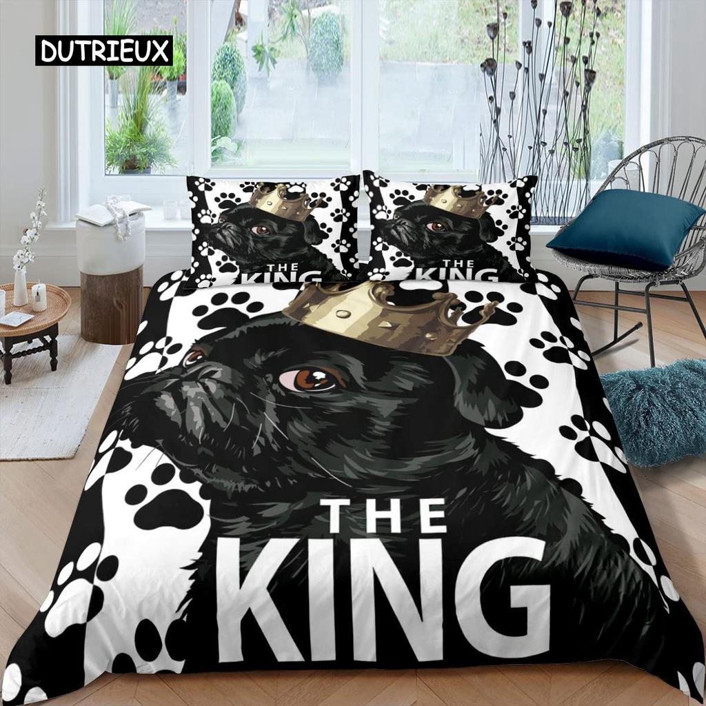 Комплект постельного белья Queen с нарисованной вручную короной и надписью Queen в стиле барокко, комплект постельного белья для двоих, черно-белый пододеяльник