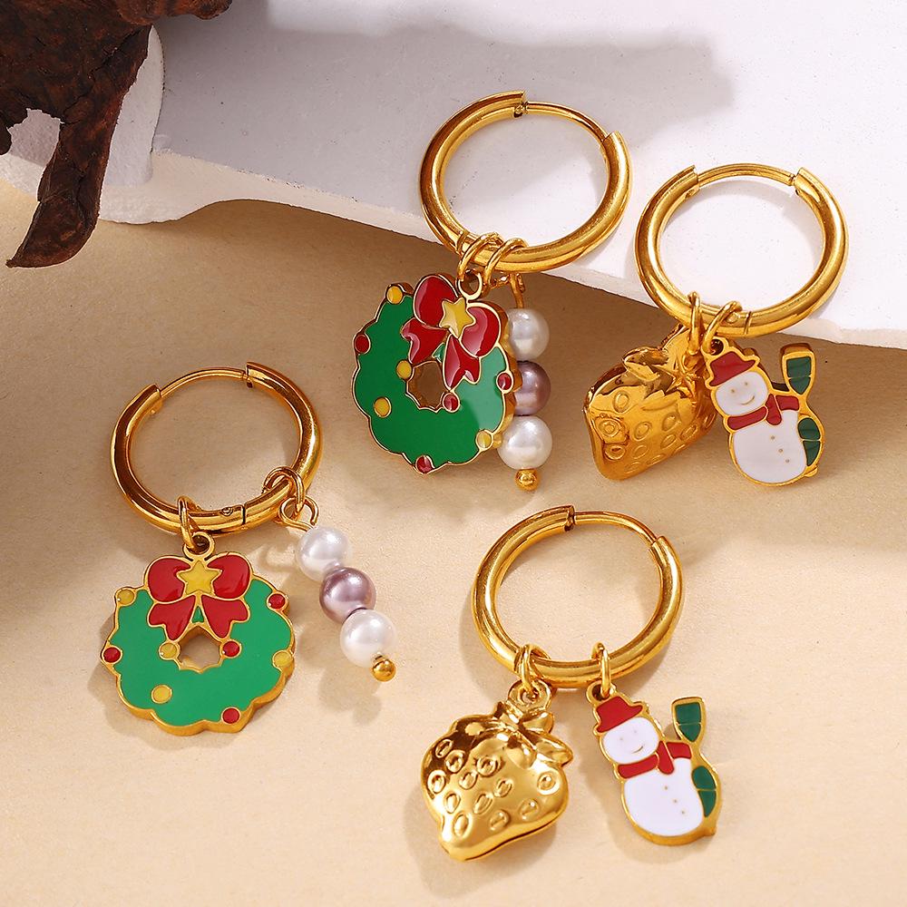 18K Gold Plated DIY Gingerbread Man Earrings - Festive Christmas Collection
