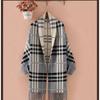 Autumn and Winter Swearer Shawl Dual Purpose Checkered Knitted Sleeve Coat for Women Thickened Tassel Bat Sleeve Cloak