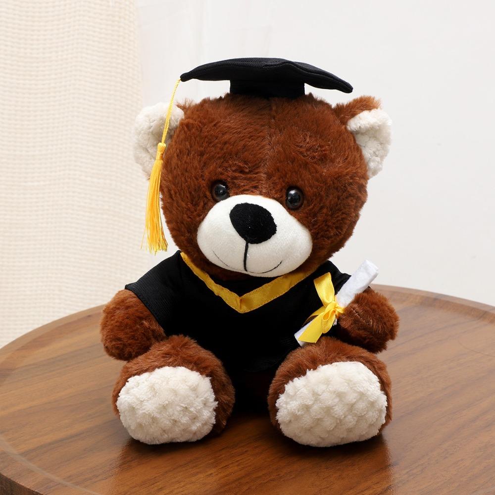 Stuffed Soft Graduation Bear Doll 25cm Sitting Bear Doll New Plush Dr. Bear Graduation Gift