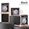 RENGZ Ring Holder Hinge Protection Leather Case for Samsung Galaxy Z Flip 5 5G Small Fragrant Wind Shockproof Cover for Z Flip5