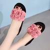Женские шлепанцы на танкетке и платформе, летние шлепанцы в богемном стиле с цветочным принтом, женская летняя обувь большого размера Chaussure Femm