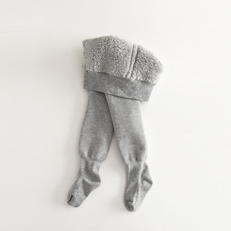 Девичьи флисовые осенне-зимние колготки: Теплый однотонный боди и леггинсы для младенцев