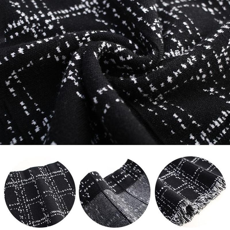 Осень-зима трикотажные юбки А-силуэта женские клетчатые юбки средней длины с кисточками корейская мода женские фалды