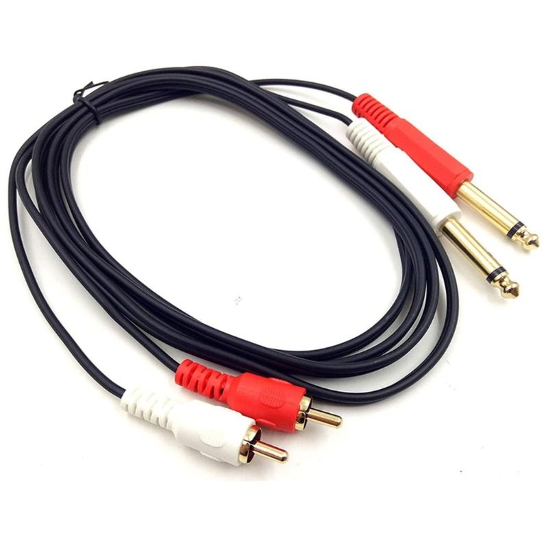 Адаптер RCA на 1/4, Кабель-адаптер RCA Male на 1/4 6,35 мм, 2 стереоджека 1/4 дюйма 6,35 мм TRS на 2 аудиолинии RCA Male