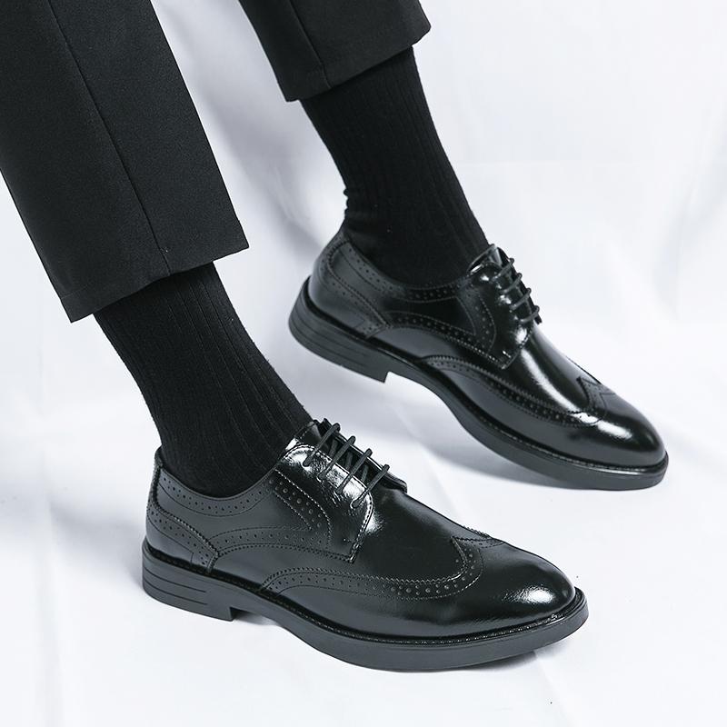 Мужские туфли-броги Дизайнерская кожа Bullock Fashion Свадебная итальянская обувь для офиса и вечеринки Брендовая обувь класса люкс Мужские лоферы Мужская обувь