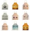 1pc Eyelash Printed Linen Apron Kitchen Cooking Baking BBQ Apron Home Cleaning Tools